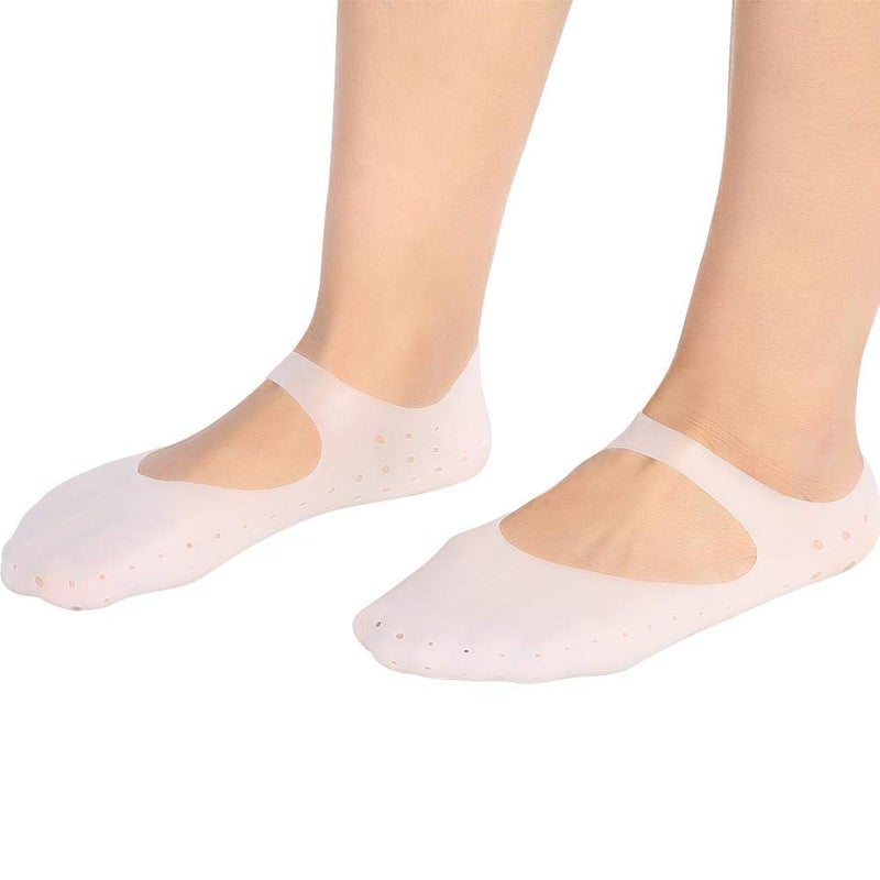 woobles Silicone Sock, 1pair Crack-Proof Moisturizing Socks Protector Foot Care Tool Prevention Socks for Women with Breathable Hole for Dry Cracked Heel(L-02#) - Image 1